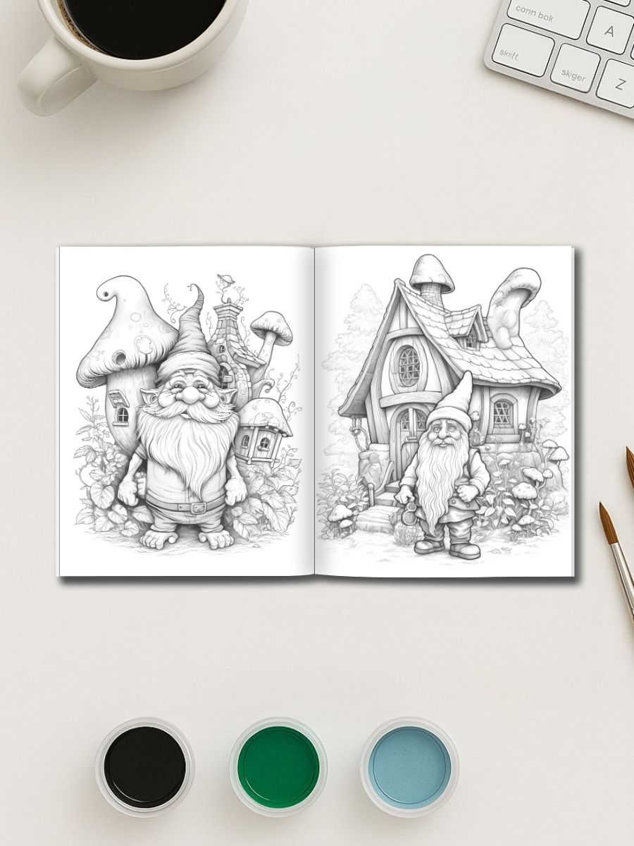 Garden Gnome Tales – 75 Whimsical Gnome Coloring Pages - Image 3