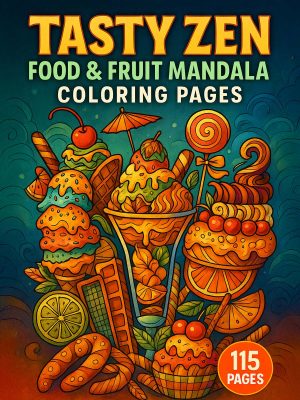 Tasty Zen – 115 Food & Fruit Mandala Coloring Pages